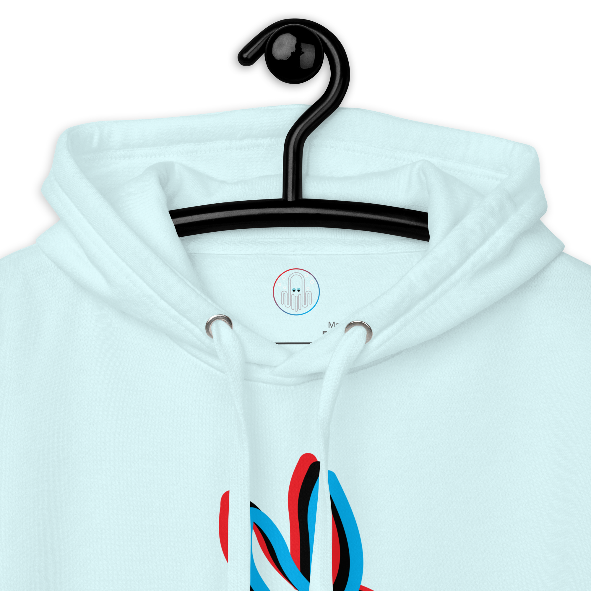 Powder Blue 3D Bunny Graphic Hoodie On a Hanger View