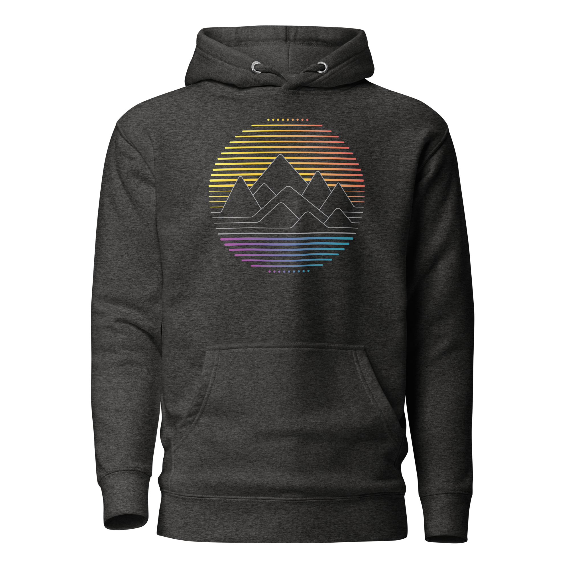 Charcoal Heather Galactic Sandcastles Graphic Hoodie Front View