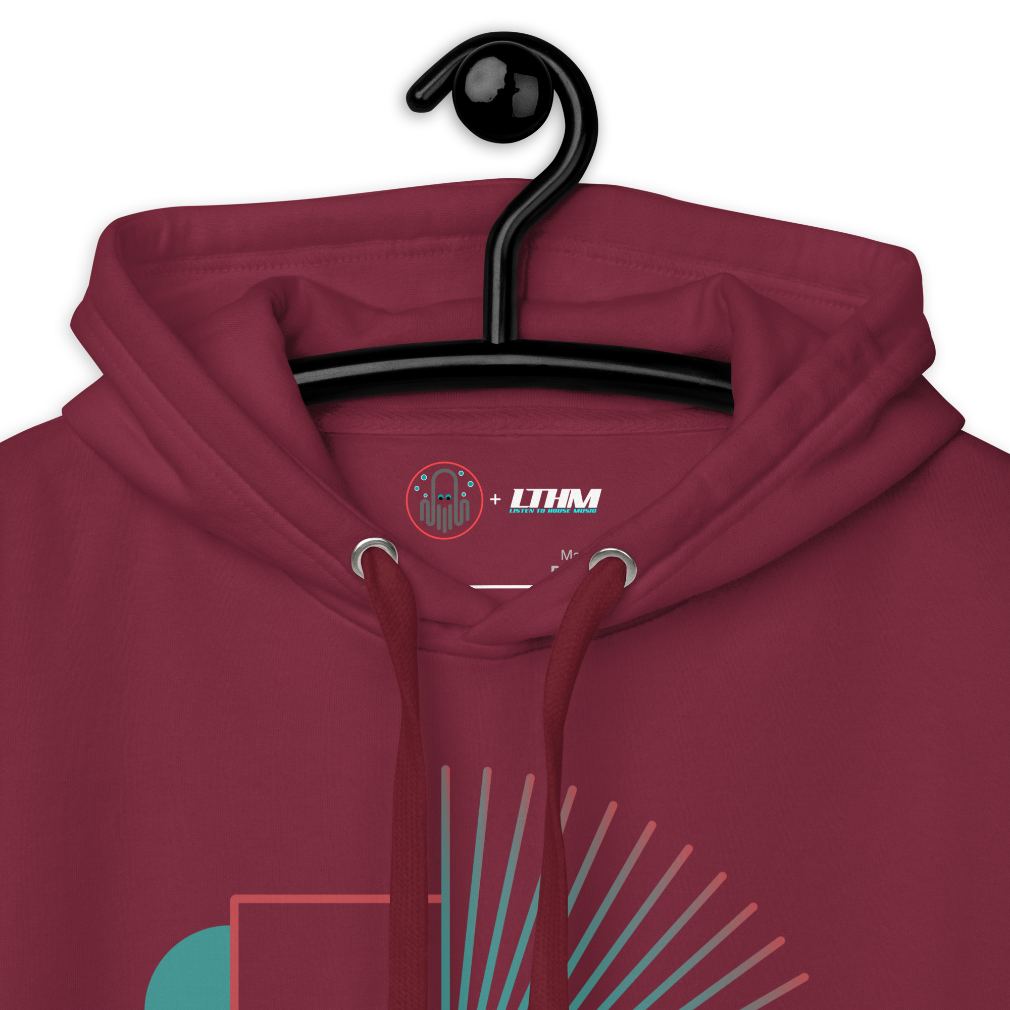 Maroon Give Me Love Graphic Hoodie On a Hanger View