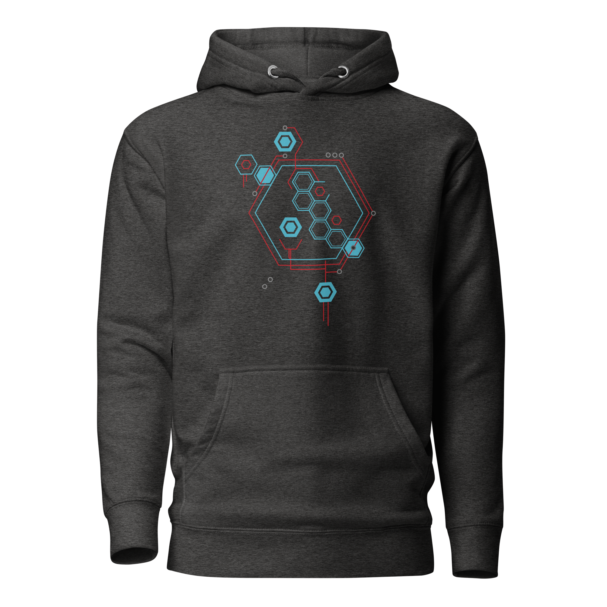 Charcoal Heather Roots Graphic Hoodie Front View