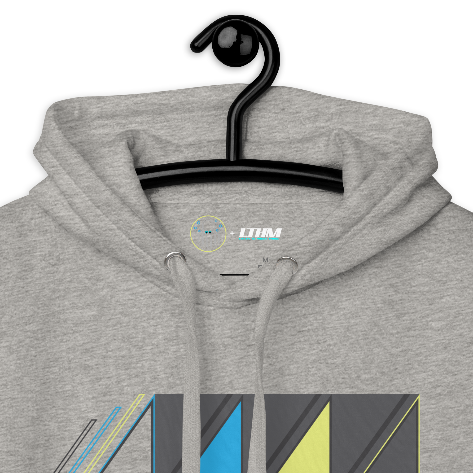 Carbon Grey Think Positive Graphic Hoodie On a Hanger View
